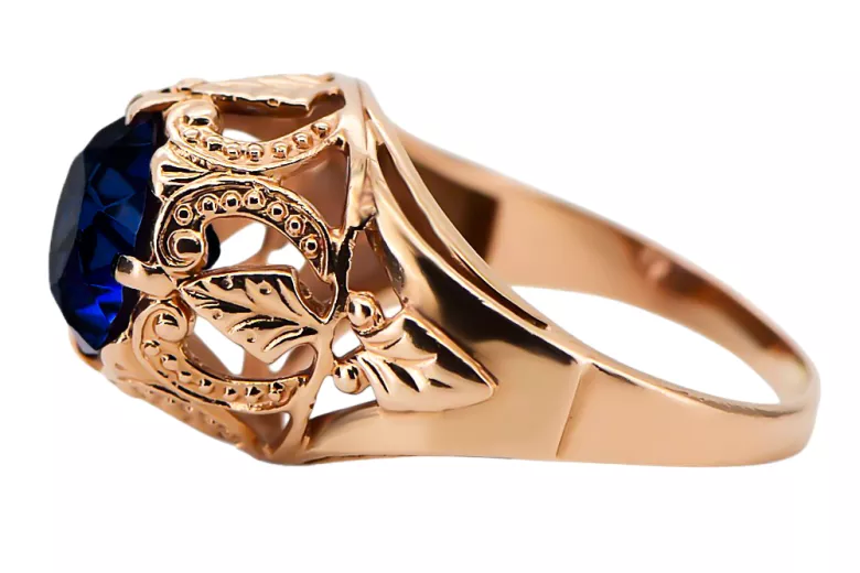 Žiedas Vintažiniai amatai Sapyras Originalus 14k rožinio aukso vintage vrc080r